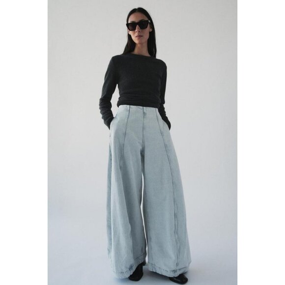 ZARA JEANS ZW COLLECTION HIGH-WAIST BALLOON - Picture 2 of 8